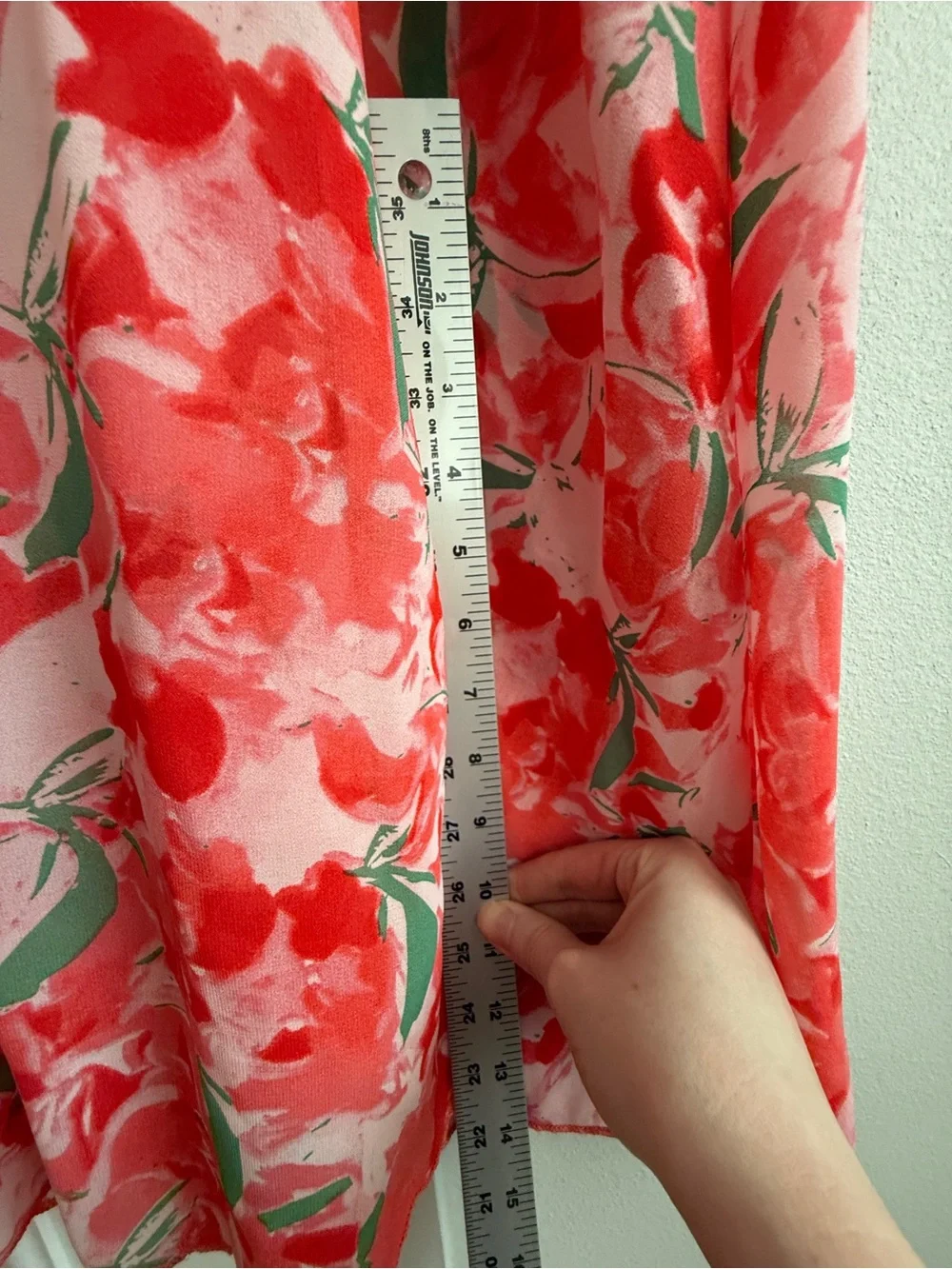 Floral V-Neck Red Maxi Dress w/ Missing Button - Picture 7 of 13